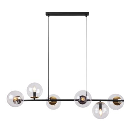 lampa wiszaca siena sufitowa czarna listwa do kuchni i salonu szklane przezroczyste kule 6xe14