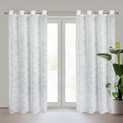 ZÁCLONA NA KROUŽCÍCH POLI 140X250 CM VZOROVANÁ