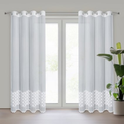 ZÁCLONA NA KROUŽCÍCH EVA MINGE LIWIA 140X250 CM BÍLÁ