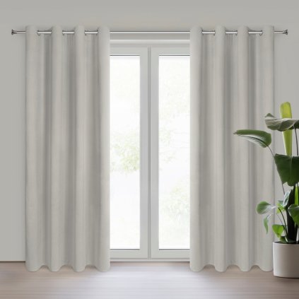 ZATEMŇOVACÍ ZÁVĚS (100%) NA KROUŽCÍCH NITA 140X250 CM TMAVĚBÉŽOVÁ