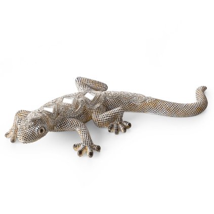 DEKORAČNÍ FIGURKA GATOS 25X11X5 CM STŘÍBRNÁ