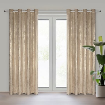 ZATEMŇOVACÍ ZÁVĚS NA KROUŽCÍCH RENIA 140X250 CM VZOROVANÁ