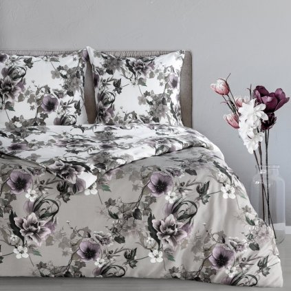 SATÉNOVÉ POVLEČENÍ NIKA54 200X220 CM, 2 KS 70X80 CM KVĚTY