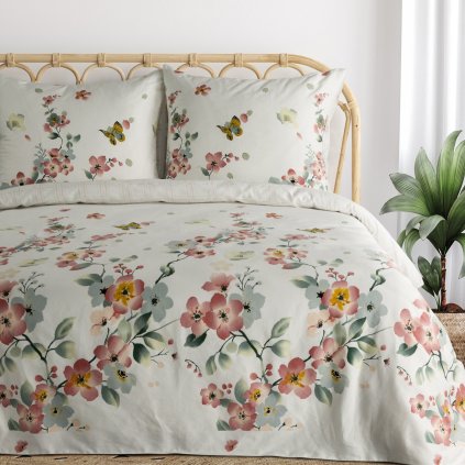 SATÉNOVÉ POVLEČENÍ ELLA17 200X220 CM, 2 KS 70X80 CM KVĚTY