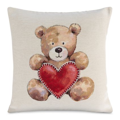 VÁNOČNÍ GOBELÍNOVÝ DEKORAČNÍ POVLAK NA POLŠTÁŘ TEDDY 45X45 CM VZOROVANÁ