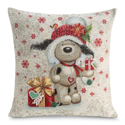 VÁNOČNÍ GOBELÍNOVÁ DEKORAČNÍ POVLAK NA POLŠTÁŘ CUTE 45X45 CM VZOROVANÁ