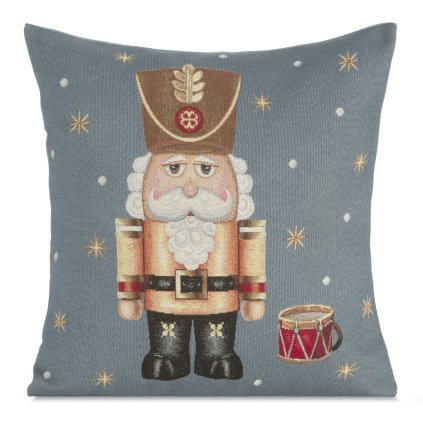 VÁNOČNÍ GOBELÍNOVÁ DEKORAČNÍ POVLAK NA POLŠTÁŘ NUTCRACKER1 45X45 CM VZOROVANÁ