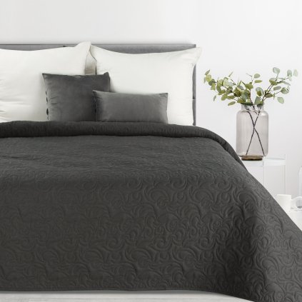 PŘEHOZ NA POSTEL LEN 200X220 CM TMAVĚSIVÝ