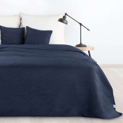 SADA PŘEHOZ NA POSTEL + POVLAK NA POLŠTÁŘ BONI4 200X220 CM, 2 KS 40X40 CM TMAVĚMODRÁ