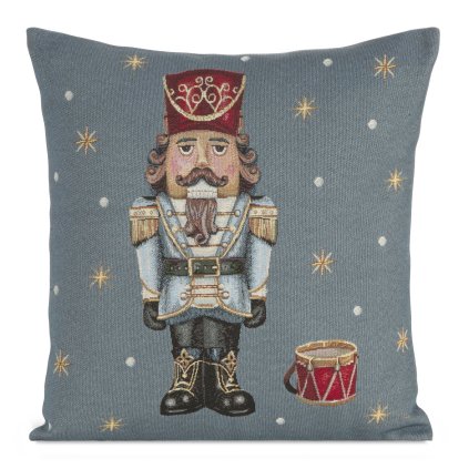 VÁNOČNÍ GOBELÍNOVÁ DEKORAČNÍ POVLAK NA POLŠTÁŘ NUTCRACKE2 45X45 CM VZOROVANÁ