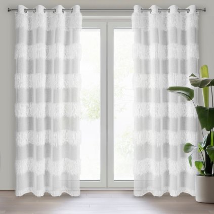 ZÁCLONA NA KROUŽCÍCH MARGARET 140X250 CM BÍLÁ