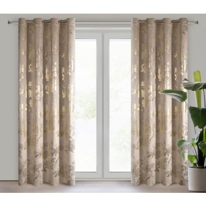 ZATEMŇOVACÍ ZÁVĚS NA KROUŽCÍCH CELIA 140X250 CM VZOROVANÁ