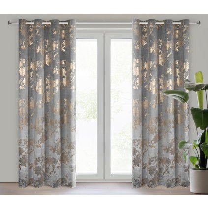 ZATEMŇOVACÍ ZÁVĚS NA KROUŽCÍCH CELIA 140X250 CM VZOROVANÁ