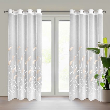 ZÁCLONA NA KROUŽCÍCH ABBIE 140X250 CM VZOROVANÉ