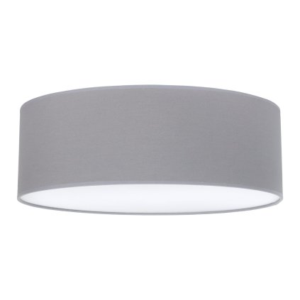 lampa sufitowa szary plafon gaja okragly klasyczny abazur z bawelny do sypialni salonu pokoju