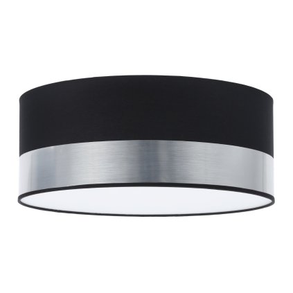 lampa sufitowa plafon elegance czarny abazur glamour ze srebrnymi akcentami chrom gwint e27