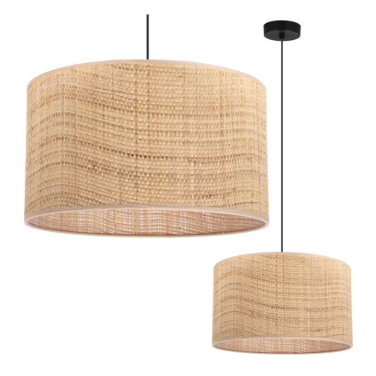 lampa sufitowa wiszaca rattan okragly abazur boho naturalny pojedynczy do jadalni salonu sypialni