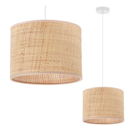 lampa sufitowa wiszaca rattan pojedyncza zyrandol z rattanowym abazurem styl boho 20cm e27