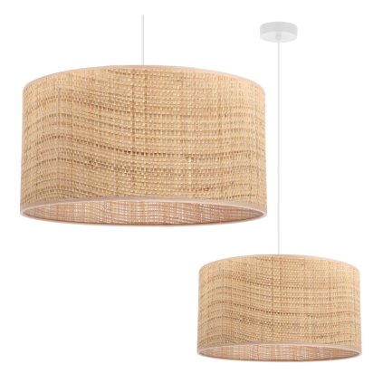 lampa sufitowa wiszaca rattan bialy okragly abazur z rattanu boho nowoczesny do sypialni i salonu