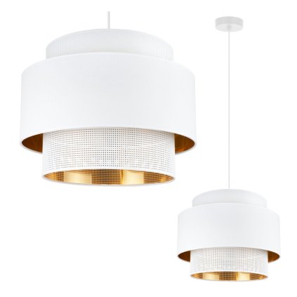 lampa sufitowa z abazurem asti wiszaca nowoczesny bialy abazur ze zlotym srodkiem styl glamour