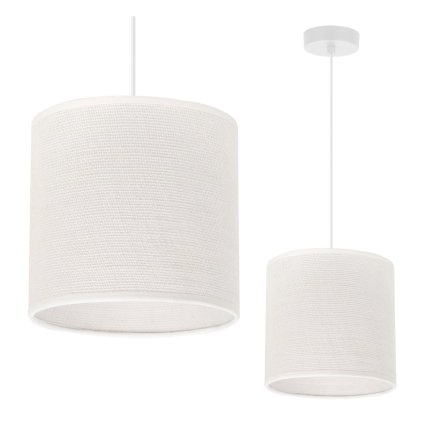 lampa wiszaca sufitowa juta pojedyncza bialy abazur z juty styl boho do kuchni salonu jadalni 15cm