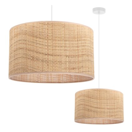 lampa sufitowa wiszaca rattan zyrandol z rattanowym naturalnym abazurem styl boho pojedynczy