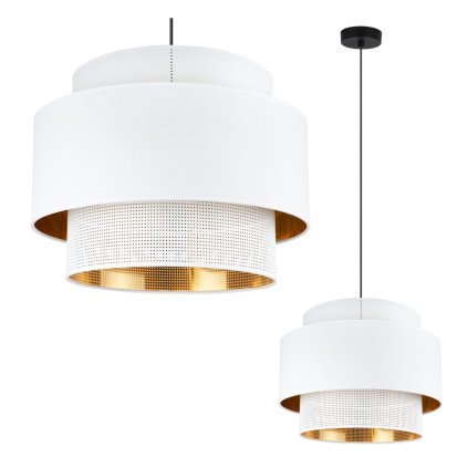 lampa wiszaca sufitowa asti duzy bialy abazur w stylu nowoczesnym zloty srodek nad stol do salonu