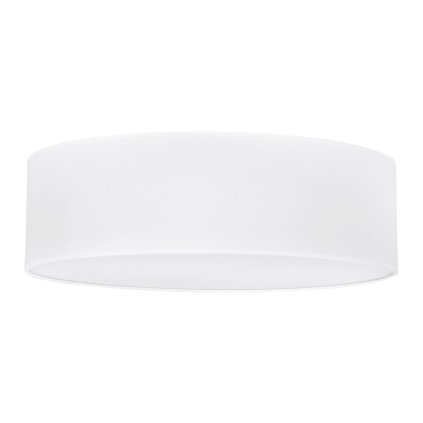 lampa sufitowa plafon gaja duzy bialy okragly abazur wykonanie z bawelny trzy zrodla swiatla e27