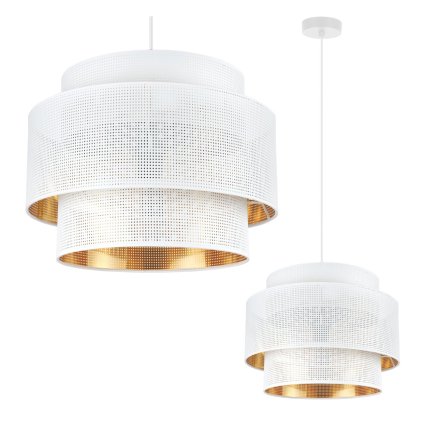 lampa wiszaca sufitowa asti biala duzy okragly abazur ze zlotym srodkiem do salonu sypialni azurowy