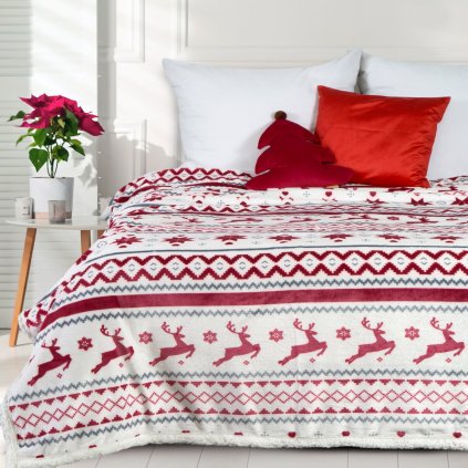 VÁNOČNÍ DEKA SCANDINAVIA 150X200 CM VZOROVANÁ