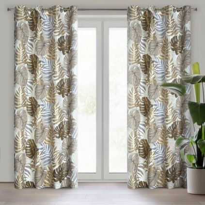 ZÁVĚS NA KROUŽCÍCH KORFU 140X250 CM VZOROVANÁ