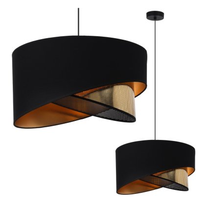 lampa sufitowa wiszaca skos asti zyrandol z czarnym abazurem zlote dodatki nowoczesny glamour