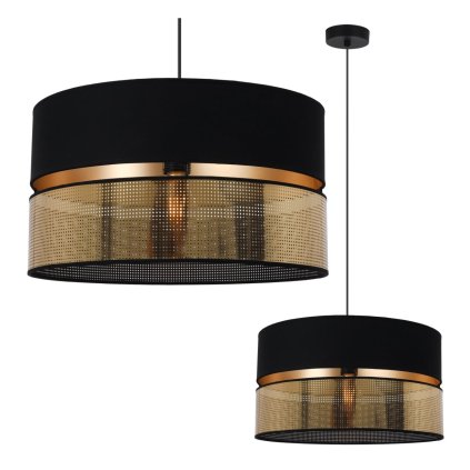 lampa sufitowa wiszaca czarna asti podwojny azurowy abazur nad stol do jadalni salonu do sypialni