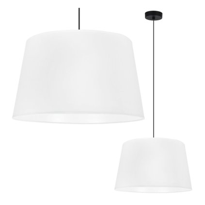 lampa sufitowa wiszaca biala gaja zyrandol z bawelnianym abazurem duzy stozek nad stol wyspe