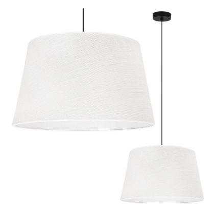 lampa sufitowa wiszaca boho juta pojedyncza duzy bialy abazur stozek do sypialni salonu kuchni