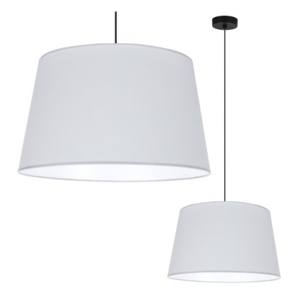 lampa sufitowa wiszaca z abazurem gaja 44cm kolor jasnoszary bialy srodek do kuchni salonu