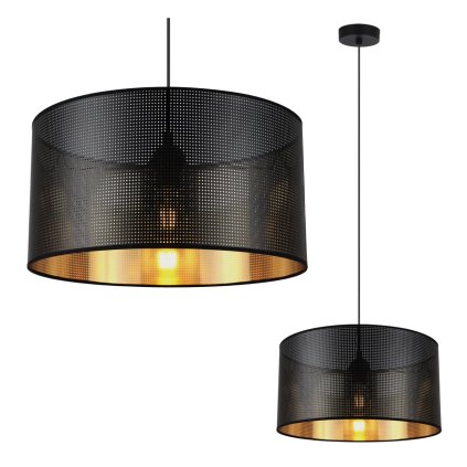 lampa sufitowa wiszaca asti zyrandol z czarno zlotym abazurem glamour do salonu jadalni pokoju 35cm