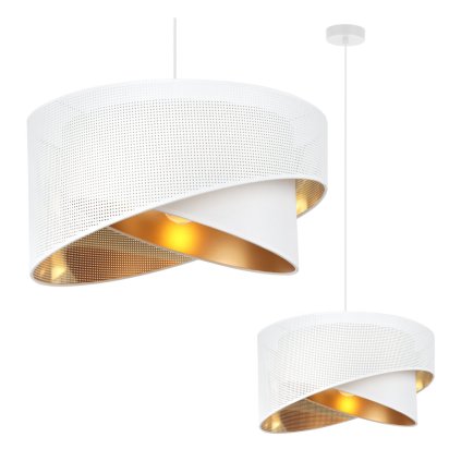 lampa sufitowa wiszaca asti bialy zyrandol z azurowym abazurem skos zloty srodek styl nowoczesny