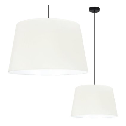 lampa sufitowa wiszaca gaja kremowy abazur z bawelny naturalny do sypialni i salonu stozek