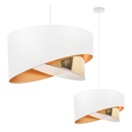 lampa sufitowa wiszaca asti zjawiskowy bialo zloty abazur glamour 45cm azurowe wykonczenie e27