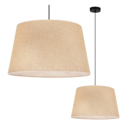 lampa sufitowa wiszaca z abazurem boho juta kolor bezowy do salonu jadalni pojedynczy 44cm