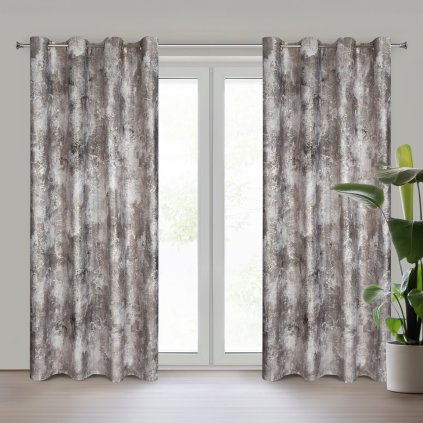 ZATEMŇOVACÍ ZÁVĚS NA KROUŽCÍCH ESTER 140X250 CM VZOROVANÁ