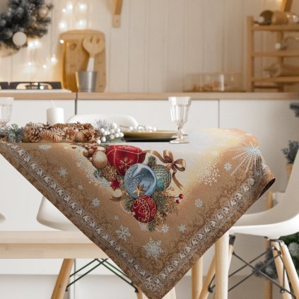 VÁNOČNÍ GOBELÍNOVÝ UBRUS NA STŮL MERRY2 140X180 CM VZOROVANÁ