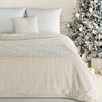 VÁNOČNÍ DEKA BLINK3 150X200 CM KRÉMOVÁ