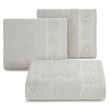 VÁNOČNÍ BAVLNĚNÝ RUČNÍK JOY3 SADA 3KS 70X140 CM STŘÍBRNÁ