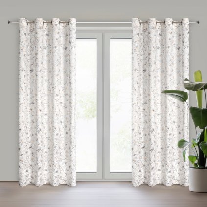 ZATEMŇOVACÍ ZÁVĚS NA KROUŽCÍCH CARMELU 140X250 CM KVĚTY