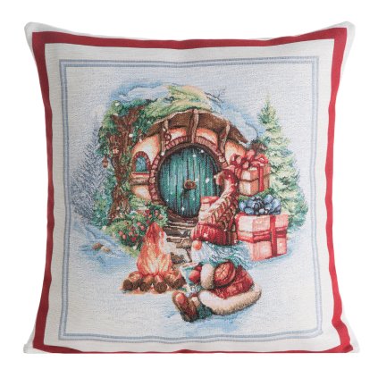 VÁNOČNÍ GOBELÍNOVÁ DEKORAČNÍ POVLAK NA POLŠTÁŘ XMAS2 45X45 CM VZOROVANÁ