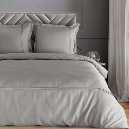 SATÉNOVÉ POVLEČENÍ HAFT4 160X200 CM, 2 KS 70X80 CM STŘÍBRNÁ