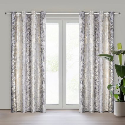 ZATEMŇOVACÍ ZÁVĚS NA KROUŽCÍCH SOFI 135X250 CM VZOROVANÁ