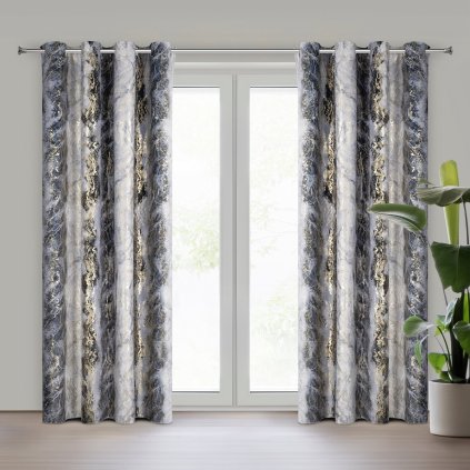 ZATEMŇOVACÍ ZÁVĚS NA KROUŽCÍCH SOFI 135X250 CM VZOROVANÁ